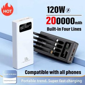 Banques électriques de téléphone portable 200000mah pack 120W Bidirectionnel rapide équipé avec câble de charge de grande capacité alimentation mobile d'alimentation originale livraison gratuite 240424
