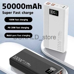 Bancos de energía para teléfonos celulares 50000mAh 100W Capacidad ultra grande Powerbank Multipuerto Carga súper rápida para iPhone Huawei Samsung Pantalla digital Power Bank J231220