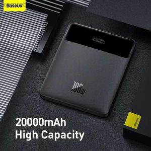 Banques électriques de téléphone portable BaseUS 100W Banque d'alimentation 20000mAh Type C PD Chargeur de chargement rapide Powerbank Portise Portable Chargeur de batterie pour ordinateur portable avec 100W Cablel240111