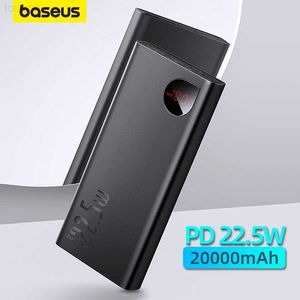 Banques de puissance de téléphone portable Baseus 22.5W Power Bank 20000mAh Portable Charge rapide Powerbank Type C PD Qucik Charge Chargeur de batterie externe pour iPhone 14 L230731