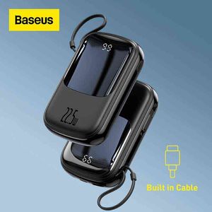 Banques d'alimentation pour téléphone portable Baseus Power Bank 20000mAh PD Powerbank à charge rapide Câbles intégrés Chargeur portable Batterie externe pour téléphone T220905