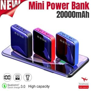 Teléfono celular Bancos de energía Mini Power Bank Portable 20000mAh Carga rápida PowerBank LED HD Pantalla de carga rápida Batería de carga externa para el teléfono 2443