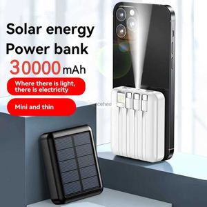 Banques d'alimentation pour téléphone portable Mini banque d'énergie solaire L'alimentation mobile externe portable est livrée avec 4 câbles de données de charge Petite banque d'alimentation à source lumineuse