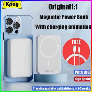 Banks d'alimentation du téléphone portable Original 1 1 Macsafe Powerbank Magnetic Wireless Power Bank pour iPhone 15 14 13 12 Pro externe Auxiliary Battery Pack 2443