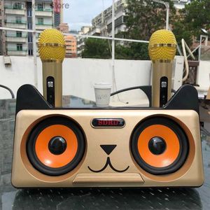 Altavoces para teléfonos móviles Máquina de karaoke de cine en casa con micrófonos inalámbricos duales Altavoz Bluetooth KTV multifunción para el hogar subwoofer portátil al aire libre Q231117