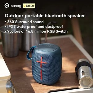 Haut-parleurs de téléphone portable Sanag V12 Haut-parleur Bluetooth LED Lumière dynamique Double TWS Bass Camping prend en charge les appels mains libres 231018