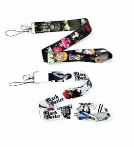 Sangles de téléphone portable Charms 100pcs Noir Butler Longes Sangle Porte-Badge Porte-clés Carte D'identité Passeport Gym Mobile Porte-Badge Lanyard Porte-clés