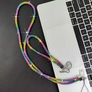 Cell Phone Straps Charms Short and Long Wrist Style Rhinestone Pendant Mobile Phone Lanyard Full Diamond Pendant Colorful Long Neck Strap Anti Loss Sling T230515