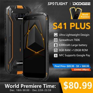 Téléphones portables DOOGEE S41 PLUS téléphone robuste 5.5 I affichage 4GB + 128GB 6300mAh batterie 13MP AI NFC caméra Android 13 Q240312