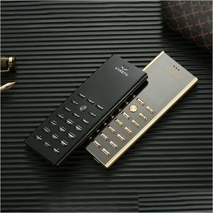 Téléphones portables de la marque originale déverrouillée V01 Luxury Gold Black Metal Body Body Phone Mobile Dual Sim Card Bluetooth FM MP3 CAMERA DROP D DHQUF