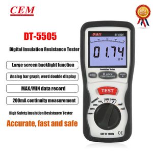 CEM DT-5505 Compteur d'isolement numérique Megger Testeur de résistance Mesure des équipements électriques et des matériaux isolants.