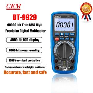 CEM DT-9929 Multimètre numérique électrique Test de résistance de tension de courant de gamme automatique Protection contre les surcharges 4000 bits True RMS.