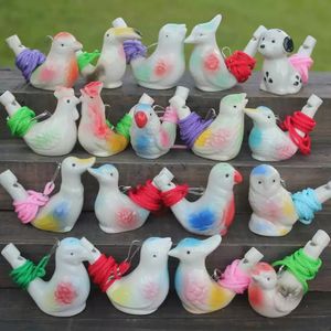 Silbato de cerámica con forma de pájaro para añadir agua, silbato de Ocarina, juguetes de estilo lindo para niños, artes, muchos 0110
