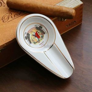 Ceramic Cigarette Ashtray Travel Cigar Holder Stand Pocket CIGAR ASHTRAY Cigar Rest Rack Cohiba Smoking Accessories HKD230808