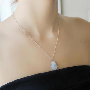 Collar de Buda de jade natural con certificado, colgante de regalo para mujer con incrustaciones de caja, joyería de plata 925, colgante 257h