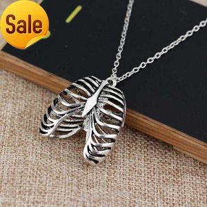 ces anatomie anatomique cage thoracique humaine body collier coffre squelette pendentifs punk mode vintage biologie médicale bijoux hommes garçons