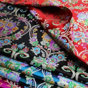 CF559 Flores chinos Jacquard Cheongsam Silk Fabrics for Women Dress, 5colors, Home Textiles, Materiales de costura de bricolaje