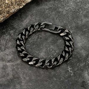 Chaîne 13 mm Bracelet Black Men Vintage Courb en acier inoxydable Coubain Lien Hiphop Hiphop Trends Handmade Wholesale bijoux Boyfriends Cadeaux D240419