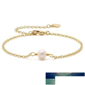 Cadena 14 K Oro Pulsera de lujo con dijes 5Mm Perla natural de agua dulce para mujer Fiesta Joyería ovalada Regalo Precio de fábrica E Dhgarden Dhrta