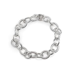 Bracelet chaîne pour femmes et hommes, chaîne classique en fil de câble torsadé plaqué or blanc avec boucle cachée