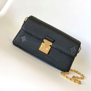 Bolso cruzado con cadena Bolso de mano Bolsos de mujer Bolsos de hombro con solapa de alta calidad Pestillo de hardware de acero Letra en relieve Monedero de bolsillo para teléfono celular de cuero genuino