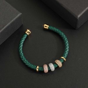 Cadena de moda para mujer 3 pulsera de anillo de metal color simple edición casual brazalete pulsera cuerda de cuero joyería para mujer Q240401