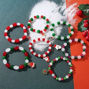 Cadena vendedora caliente de Navidad pulseras de hilo con cuentas de cristal simuladas brazaletes para mujeres niñas bolsa de regalo embalaje al por mayor YBR1027L24