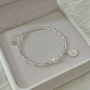 Bracelets à liaison chaîne 925 STERLING Silver plaqué Simple Pearl Bamboo Knots Bracelet For Women Girl Korean Jewelry Birthday Gift Drop