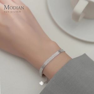 Chaîne Modian argent exquis motif de dentelle Bracelet 925 en argent Sterling charme Bracelet Bracelet cadeau pour les femmes de mariage bijoux fins231118