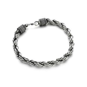 Chain Retro Retro Hand Woven Metal Twisted Bracelet for Men Personalité Charme Motorcycle Rock Punk Jewelry Gift Y240420