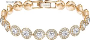 Cadena SWAROVSKI Collar angelical Pendiente y pulsera Colección de joyas de cristal Oro rosa Acabado en tono dorado