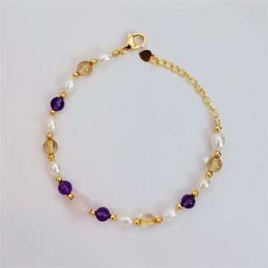 Chaîne Le fabricant fournit directement le bracelet de perles de cristal naturel Zhuji avec un bracelet artistique de perles d'eau douce roses B4231118