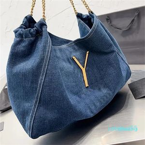 Chaîne fourre-tout bleu Denim sacs à main femmes boutique sacs mode épaule moyenne grande capacité sac de voyage classique lettre imprimé matériel boucle