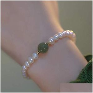 Chaîne Femmes Mode Bracelet de perles d'eau douce Perles élastiques Perles Bracelets de jade Bijoux Drop Livraison Bijoux Bracelets Dhlmh