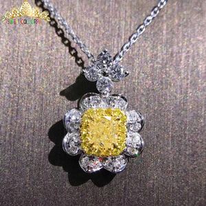 Chaînes 1 ct Mariage Jaune Moissanite Diamant Collier 18K 750 Couleur Blanche VVS H006 avec un certificat