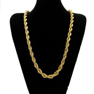 Chaînes 10mm d'épaisseur 76cm longue chaîne torsadée chaîne plaquée or 24 carats hip hop collier lourd pour hommes drop livraison bijoux colliers pendentif dhxt7