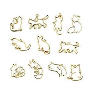 Chaînes 11Pcs / Set Chat Cadre En Métal Pendentif Lunette Réglage Uv Résine Charme Bijoux Coulée Artisanat Bricolage Moule Drop Delivery Colliers Pendentifs Dhpwu