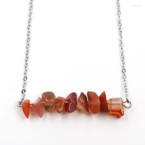 Cadenas 12 unids Chakra Carnelian Collar Piedra Natural Grano de grava para la moda Joyería de curación de energía Outlet de fábrica al por mayor