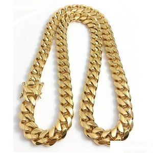 Chaînes 18k Gold Miami Collier de chaîne de liaison cubaine hommes Hip Hop Hop en acier inoxydable Colliers Drop Livraison Pendants Dh3ax