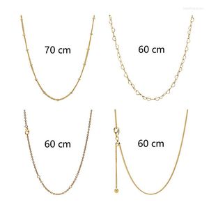Chaînes 18K Shine Gold 925 Sterling Silver Beaded Joined Hearts Cable Curb Link Colliers Pour Femmes Fine Jewelry Sur Le Cou Cadeau