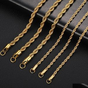 Cadenas 2-6 mm torcido Singapur collar de cadena de oro de acero inoxidable nunca se desvanecen gargantilla impermeable hombres mujeres joyería de moda joyería cuello dhwec