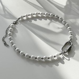 Cadenas 2023 collar de perlas de imitación Vintage de moda para hombres cadera acero inoxidable escalada mosquetón joyería YZ-02
