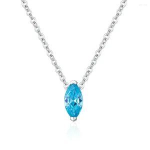 Chaines 2024 Produit 5 10 Horse Eye Sea Sea Blue Zircon Collier S925 STERLING Silver Pendant Small and Polyvylele Minimalist Fashion