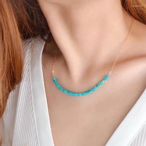 Chaînes 2024 Turquoise Collier Pierres Naturelles Perlées 14K Or Rempli Collier Femme Femmes Unique Vintage