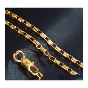 Chaînes 4Mm Chaîne En Or 18K Pour Hommes 20 Pouces Boîte Ras Du Cou Femmes Collier Hip Hop Bijoux En Bk Gros Drop Delivery Colliers Pendentif Otucz