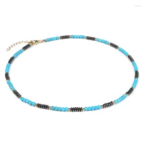 Cadenas de 4 mm de hematita collares de cuentas para mujeres hombres collar de piedra natural ajustable langosta cierre cadena labradorita chocker joyería