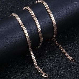 Chaînes 4mm Serpentine Herringbone Link Chaîne Collier 585 Rose Or Couleur Pour Femmes Filles Bijoux En Gros 20/24 pouces LCN53