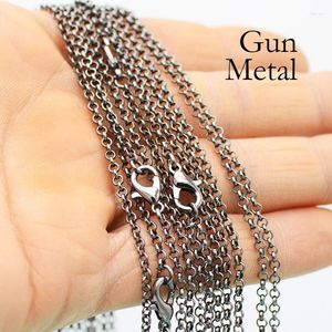 Chaînes 50 pcs - 18 24 30 pouces chaîne en métal pistolet en gros Rolo lien collier couleur or argent bronze cuivre pour les femmes fabrication de bijoux