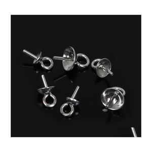 Chaînes 50pcs en acier inoxydable vis oeil broche bail haut perles percées capuchon d'extrémité pour bricolage charme pendentif crochet bouchons connecteurs bijoux faisant Dhcze