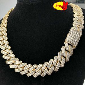 Chaînes 925 Collier En Argent Diamant Lourd Miami Chaîne Cubaine Bracelet 20mm Vvs Bijoux Rap Hip Hop Rue Hommes Dames